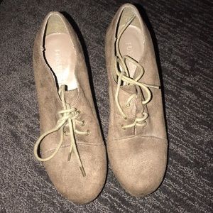 Faux Suede Brown Wedges